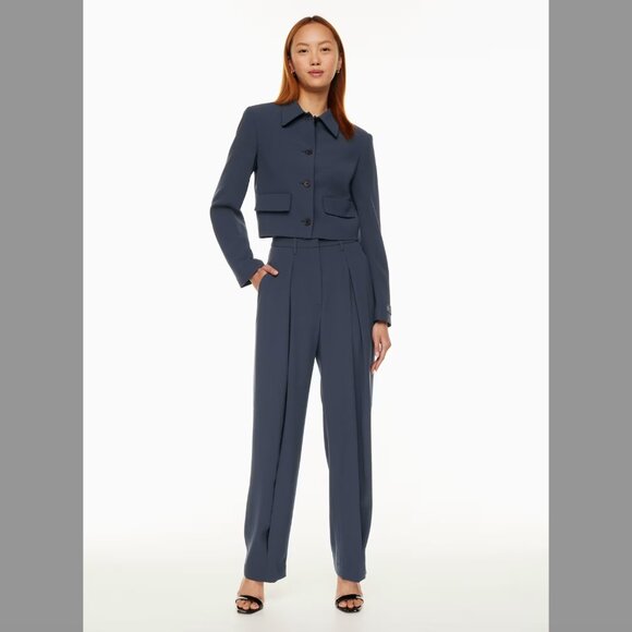 Aritzia Babaton Frances Jacket Blue Total Eclipse Size XL | Button Front Blazer - Picture 4 of 14